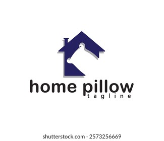 creative pillow shadow with house background, logo design