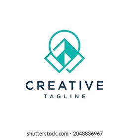 Creative pin geometric logo design