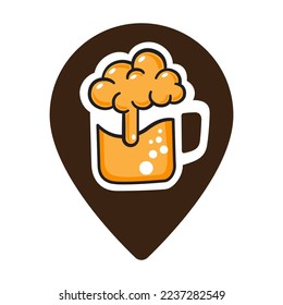 Creative pin location beer vector logo design element