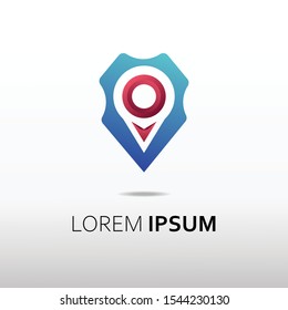 Creative Pin Map Concept Logo Design Template