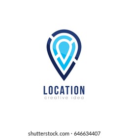 Creative Pin Map Concept Logo Design Template
