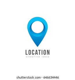 Creative Pin Map Concept Logo Design Template