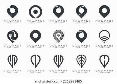 creative pin map location logo icon set.
