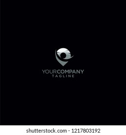 creative pin map logo landscape vector icon template