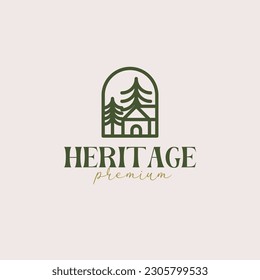 Logo creativo de una casa de pino para el diseño de identidad empresarial ilustración vectorial