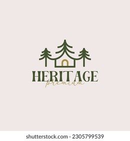 Creative pine house logo for corporate business identity design vector illustration