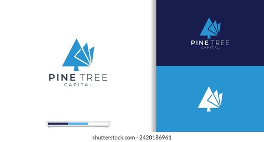 creative of pine tree logo design template with growth concept. inspiration pine tree logo for business.