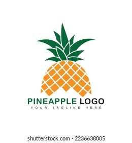 Creative Pineapple Fruit Logo vector illustration isolated white background.