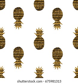 Creative pineapples seamless pattern. Vector illustration.
