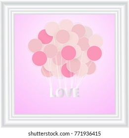  creative pink balloon concept on pastel pink background for copy space. minimal concept. Vector Illustration.paper art style.