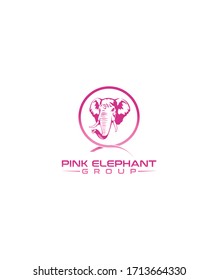 Plantilla de logotipo del Grupo de elefantes rosados creativos, logotipo vectorial para inspiraciones 