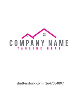 Creative Pink House Logo Design, Vector