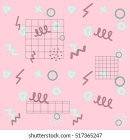 Creative pink illustration memphis style seamless pattern