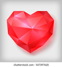Creative pink origami heart