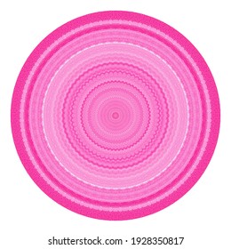 Creative pink points round symbol. Abstract symmetrical logo. Mosaic pink beautiful beads. Circle dots modern pixel floral art icon. Pattern ornament decorative wheel illustration eps10.