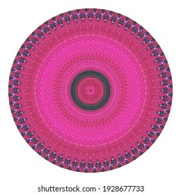 Creativo símbolo redondo de puntos rosas. Resumen del logotipo simétrico. Bellas perlas rosadas mosaicas. El círculo marca un icono de arte floral de píxel moderno. Dibujo decorativo del patrón ornamento de la rueda eps10.