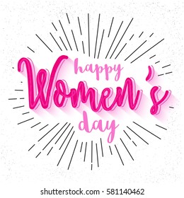 Creative Pink Text Design of Happy Women's Day on abstract background.