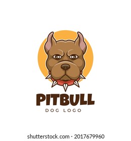 Creative Pit Bull Dog Pet Cartoon Logo Design