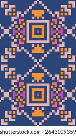 Creative Pixel Art Fabric Design with Abstract Layers and Seamless Geometry for High Quality Print on Demand Products Including Fashion DIY and Decor