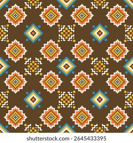 Design de tecido de arte pixel criativo com camadas abstratas e geometria sem costura para impressão de alta qualidade a pedido Produtos, incluindo moda DIY e decoração