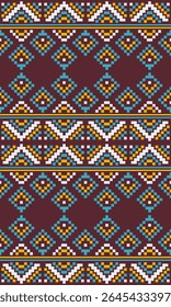 Design de tecido de arte pixel criativo com camadas abstratas e geometria sem costura para impressão de alta qualidade a pedido Produtos, incluindo moda DIY e decoração