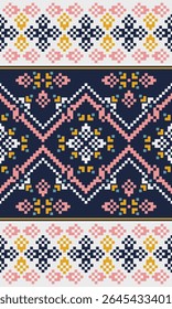 Design de tecido de arte pixel criativo com camadas abstratas e geometria sem costura para impressão de alta qualidade a pedido Produtos, incluindo moda DIY e decoração
