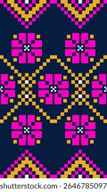Design de tecido de arte pixel criativo com camadas abstratas e geometria sem costura para impressão de alta qualidade a pedido Produtos, incluindo moda DIY e decoração