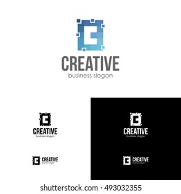 Creative Pixel C Logo Letter.Great logo suitable for all types of business. Memorable, simple and unique brand / branding symbol.