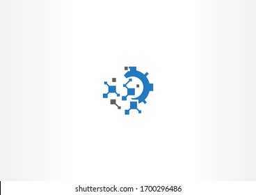 Creative pixel engineering vector logo design concept