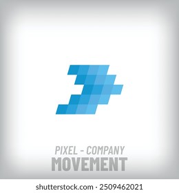 Criativa pixelated play sinal logotipo moderno. Vetor da empresa de tecnologia corporativa