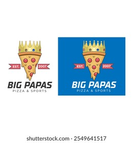 Logotipo de Pizza Criativa com Crown para Big Papas Pizza.