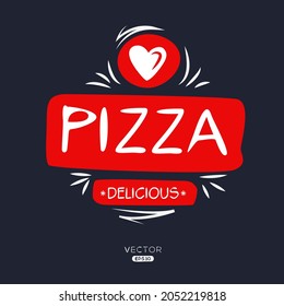 Logo creativo (Pizza), pegatina de pizza, ilustración vectorial.