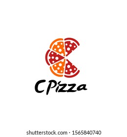 Creative Pizza Shaped Letter C Logo Design Template