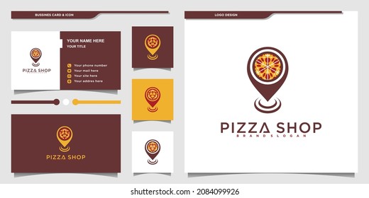 Creative Pizza Shop Logo Design Template With Combined Pizza And Map Pointer Concept Premium Vekto