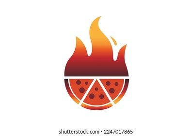 creative pizza slines and fire symbol logo vector design icon illustration