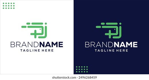 Creative PJ Fast Logo, Inspiración de diseño, Ilustración, Vector