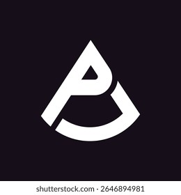 Creative PJ or JP triangle logo design for modern branding, identity, business, and minimal use.