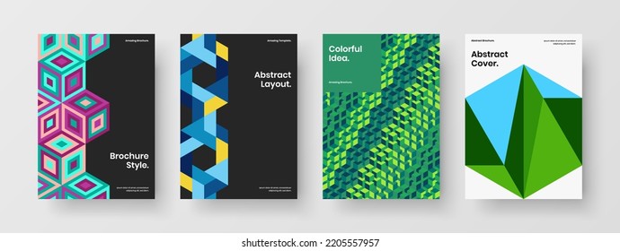 Creative placard vector design layout set. Vivid geometric shapes brochure concept composition.