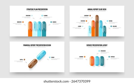 Creative Plan 4 5 2 3 Option Diagram Frame Design Set. Project Introduction Four Five Two Three Step Infographic Slide Layout Vector Illustration Bundle.