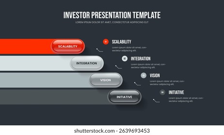 Creative Plan Four Option Diagram Presentation Design. Project Performance Frame Layout Vector Illustration. Enterprise Growth 4 Step Infographic Slideshow Template.