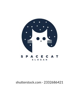 Creative planet cat logo design. Kitten space logo design badge