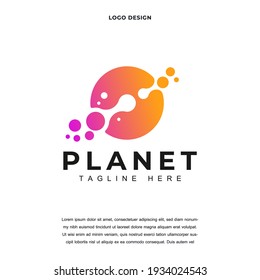 Creative planet dots connection icon logo design color editable vector illustration