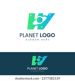 Creative Planet Logo Design with Letter W Logo Icon Vector Image