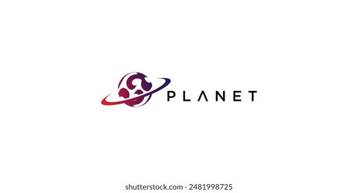 Creative planet logo design with modern concept , premium vector