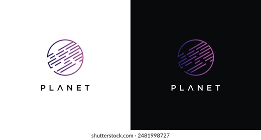 Creative planet logo design with modern concept , premium vector
