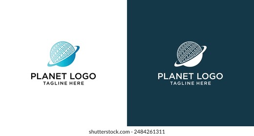 Creative planet logo design with modern style , premium vector