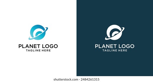 Creative planet logo design with modern style , premium vector