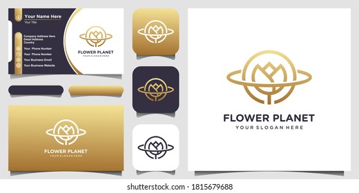 creative planet rose logo concept and business card design