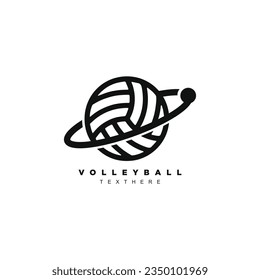 Creative planet volley ball logo design template. World of volley logo vector