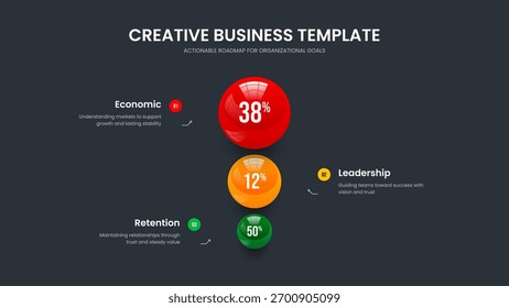 Creative Planning Three Option Diagram Slideshow Template. Business Portfolio Presentation Layout Vector Illustration. Enterprise Forecast 3 Step Infographic Frame Design.
